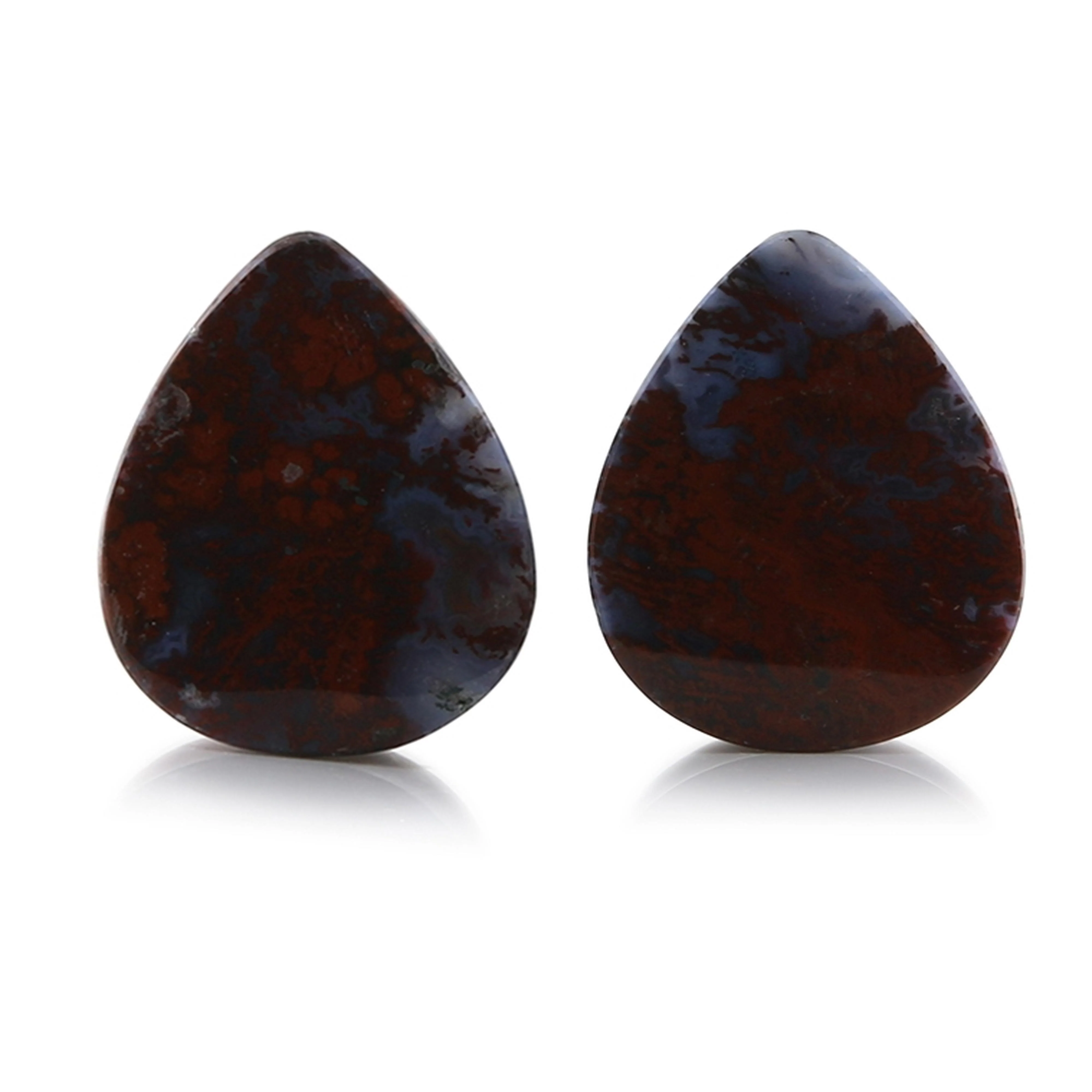 Red Moss Agate Stone Oval Plugs 23mm - Mrs Treak
