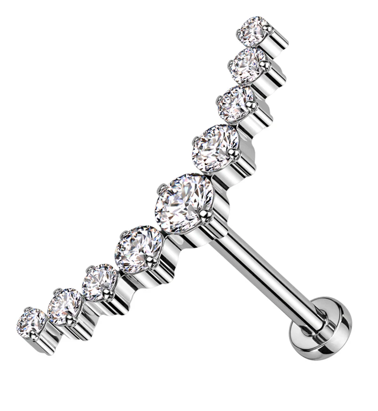 Arc Clear CZ Threadless Titanium Labret - Mrs Treak