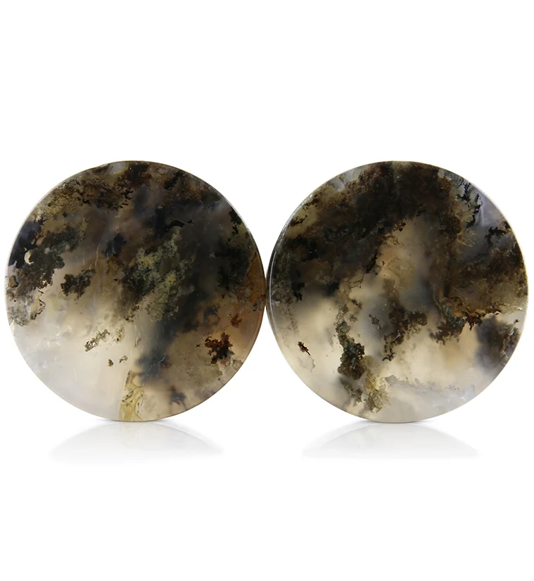 Graveyard Point Plume Agate Stone Plugs 1 Inch (25mm) Version 3 - Mrs Treak