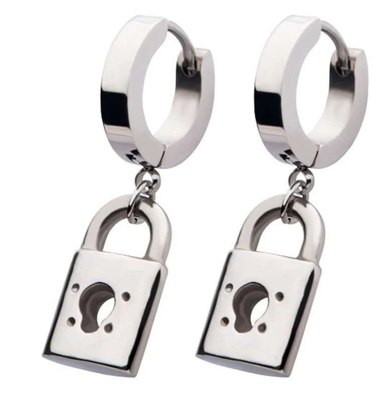 Lock Stainless Steel Huggie Earrings - Mrs Treak