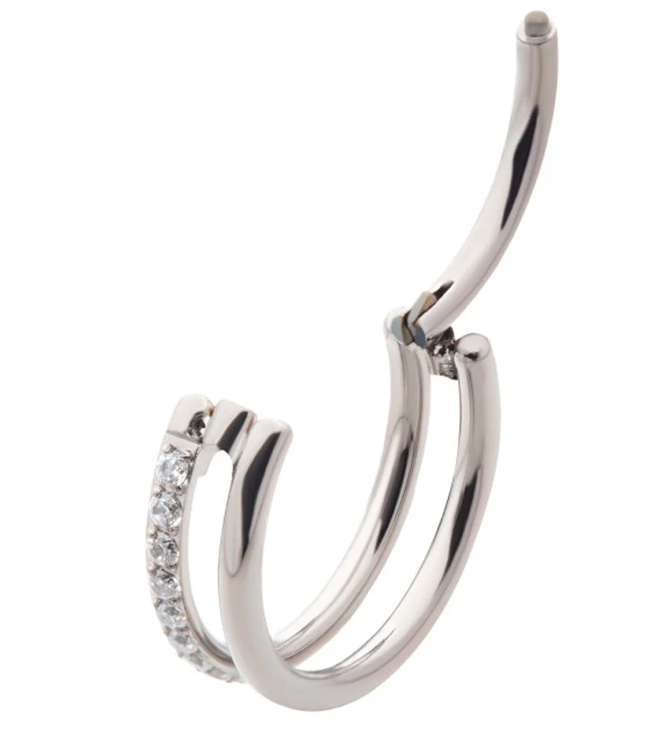 Interval CZ Row Titanium Hinged Segment Ring - Mrs Treak