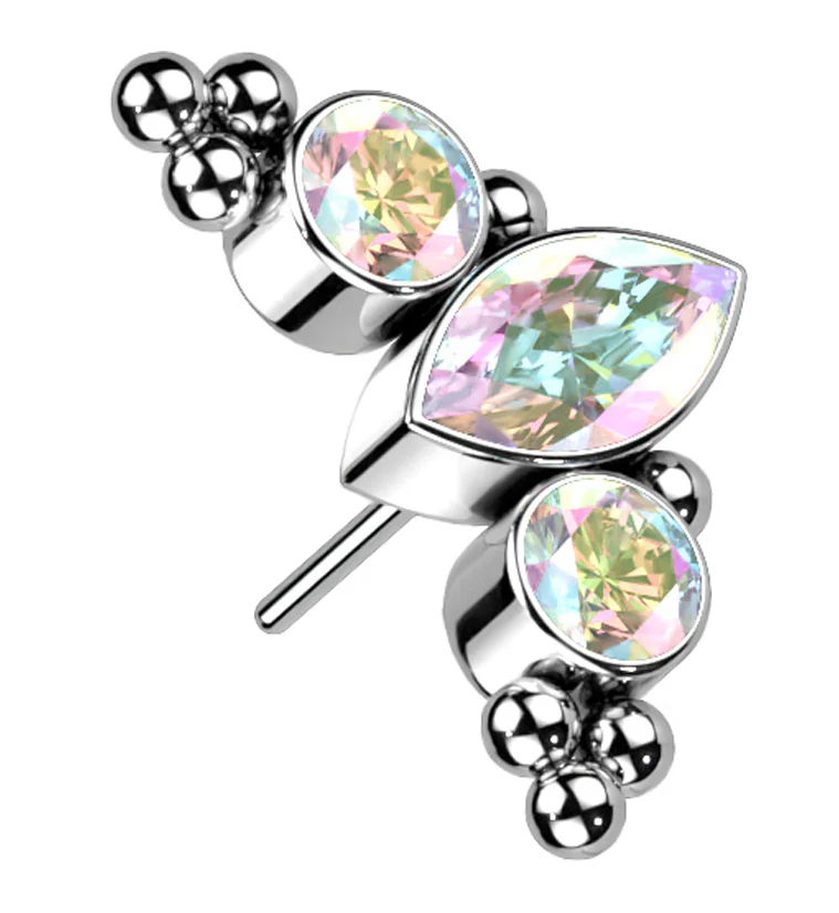 Crest Rainbow Aurora CZ Threadless Titanium Top - Mrs Treak