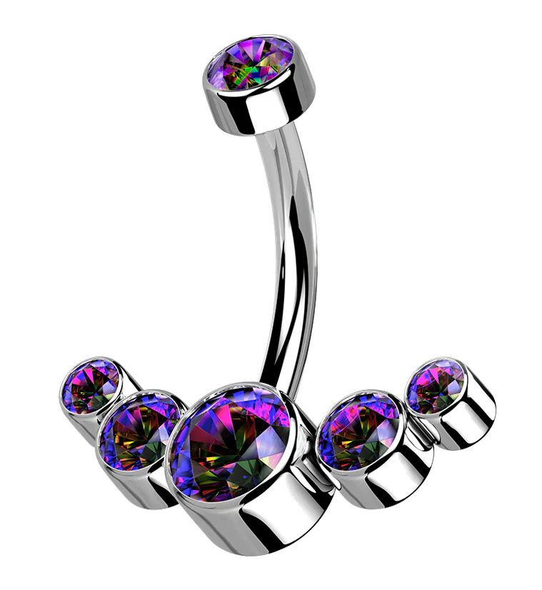 Black Aurora CZ Truce Titanium Belly Button Ring - Mrs Treak