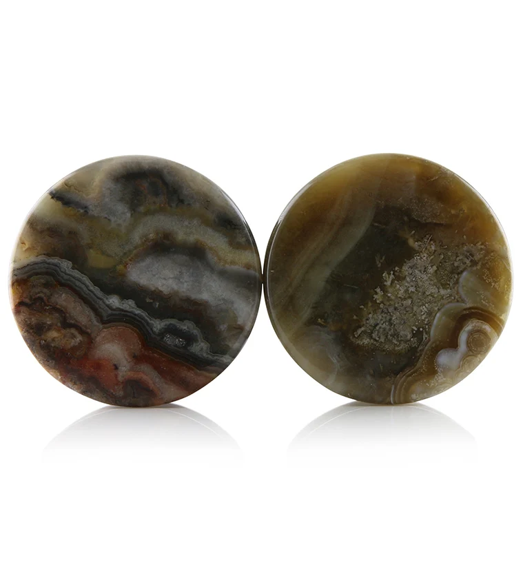 Laguna Lace Agate Stone Plugs 1 Inch (25mm) Version 19 - Mrs Treak