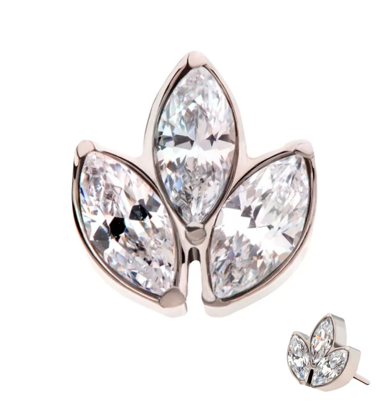 Frond CZ Threadless Titanium Top - Mrs Treak