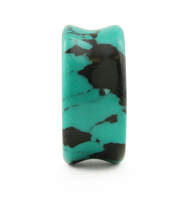 Black & Teal Howlite Stone Plugs - Mrs Treak