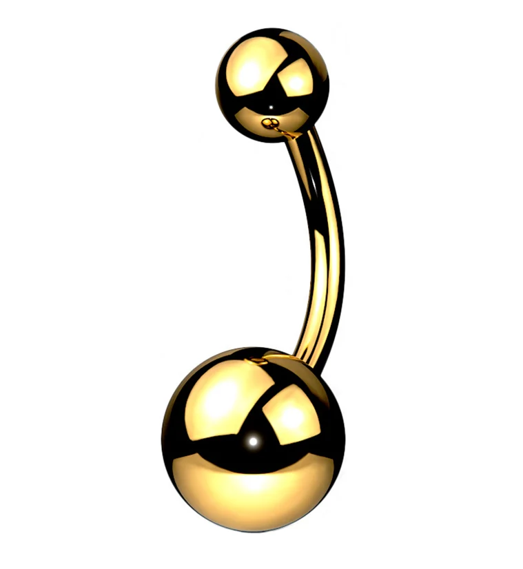 Gold PVD Titanium Belly Button Ring - Mrs Treak