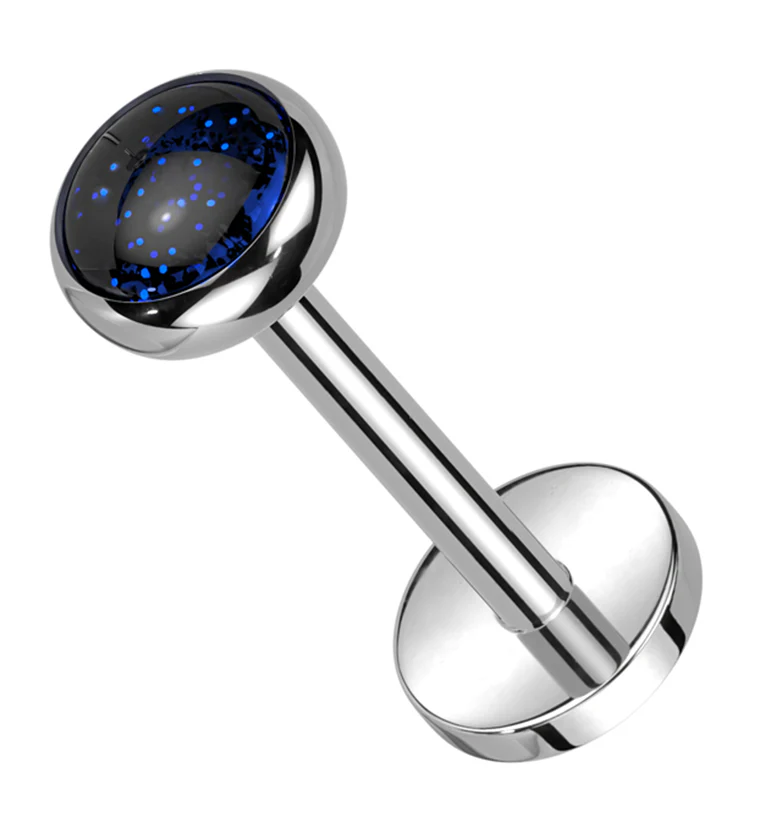 Bezel Blue Sandstone Threadless Titanium Labret - Mrs Treak