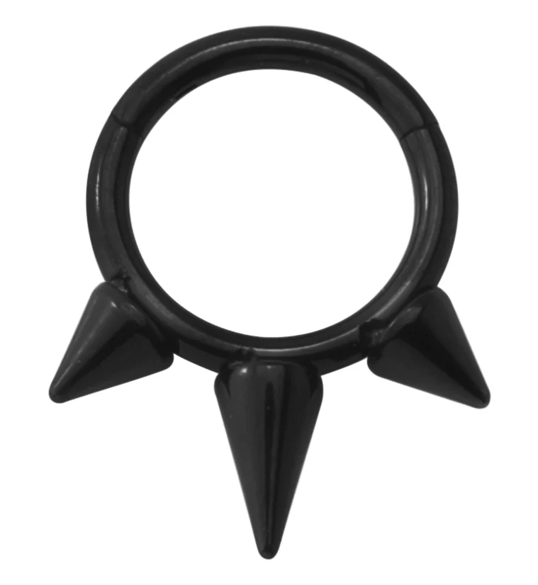Black PVD Spiked Hinged Segment Ring - Mrs Treak