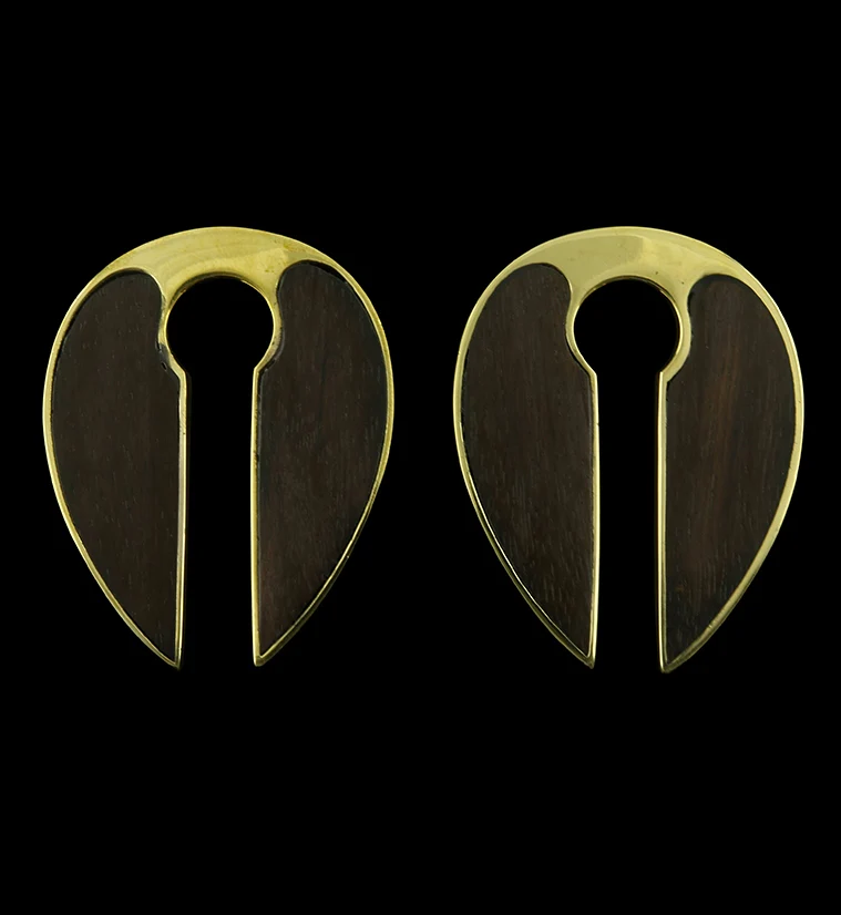Wood X Brass Keyhole Ear Weights - Mrs Treak