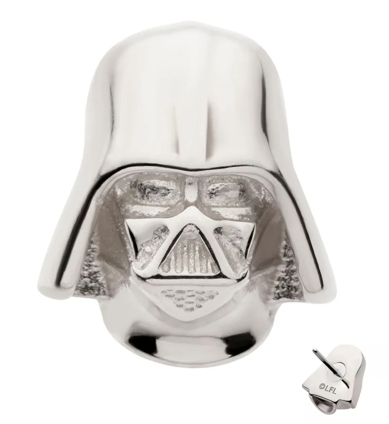 14kt White Gold Darth Vader Threadless Top - Mrs Treak