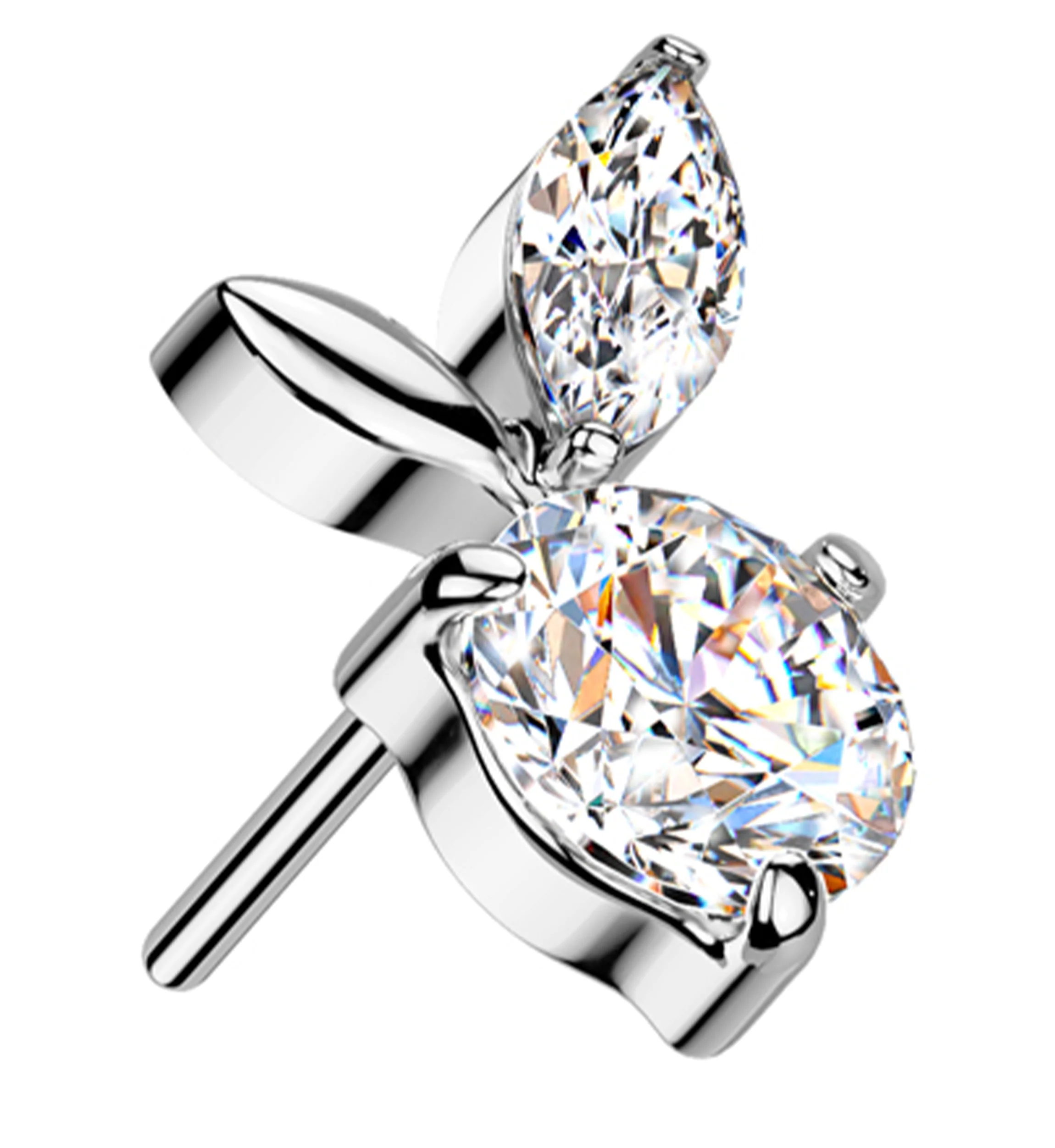 Sprout Leaves Clear CZ Titanium Threadless Top - Mrs Treak