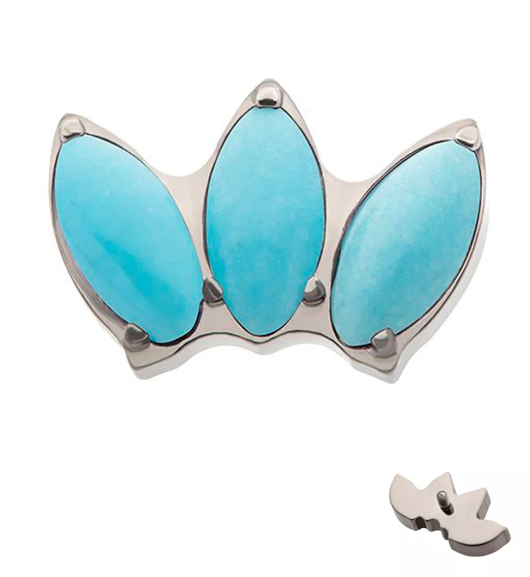 Empress Triple Howlite Turquoise Stone Internally Threaded Titanium Top - Mrs Treak