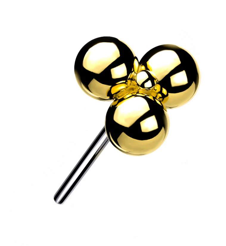 Gold Triple Bead Titanium Threadless Top - Mrs Treak