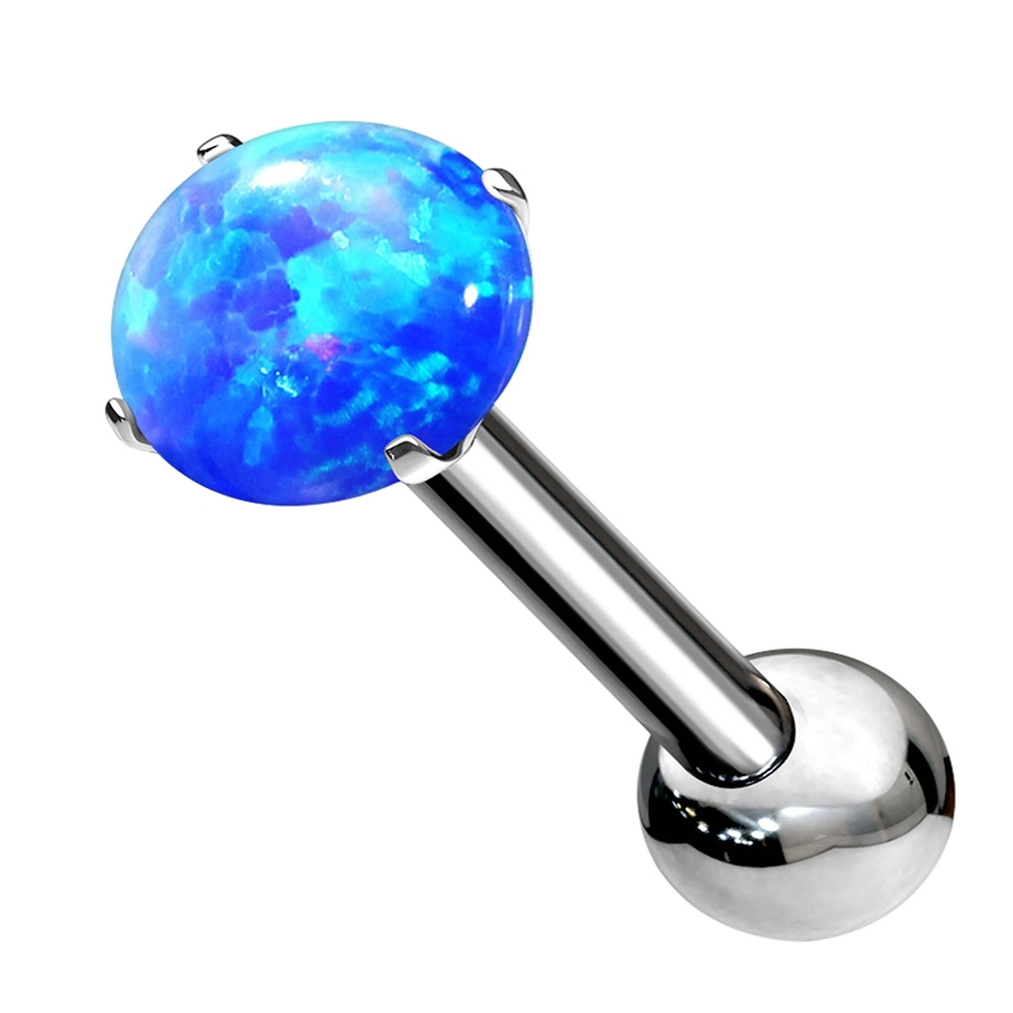 Blue Opalite Prong Set Titanium Threadless Barbell - Mrs Treak