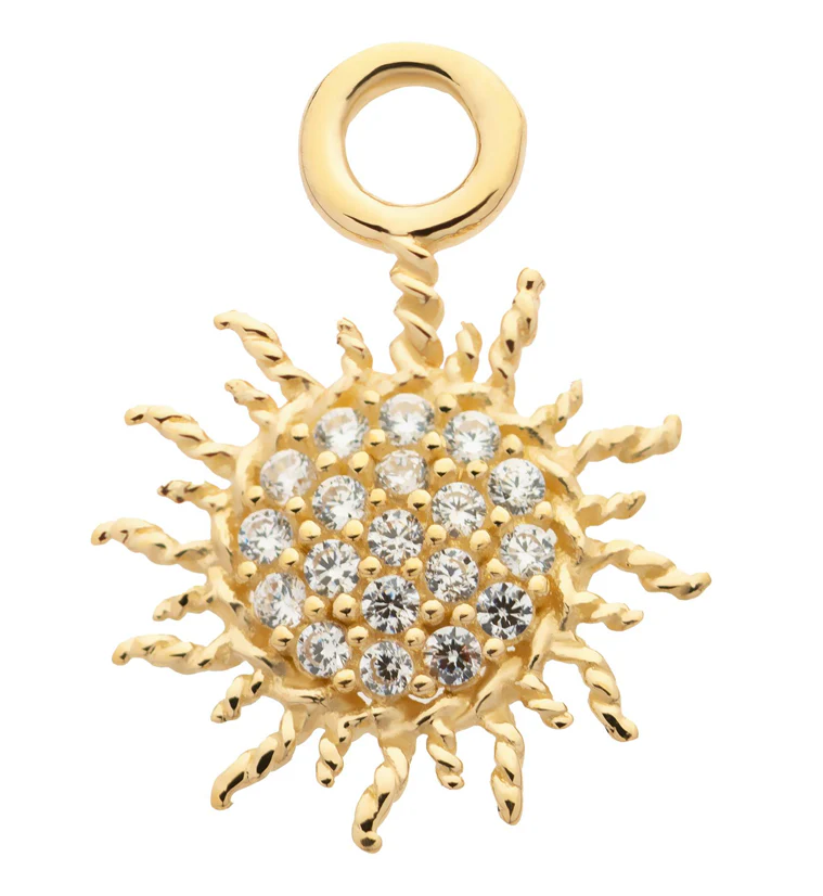 14kt Gold Sun CZ Charm - Mrs Treak