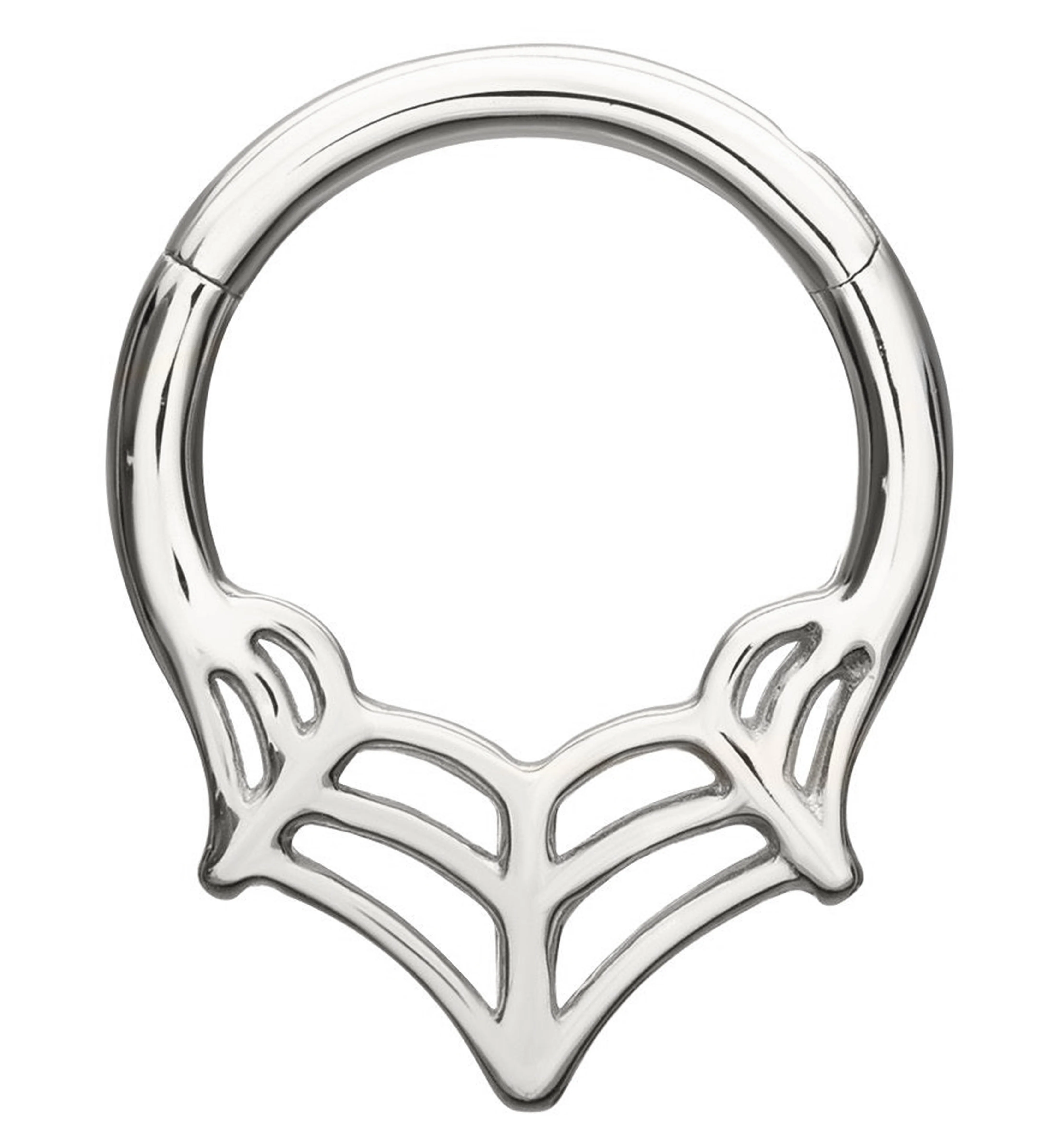 14kt White Gold Pointed Spiderweb Hinged Segment Ring - Mrs Treak