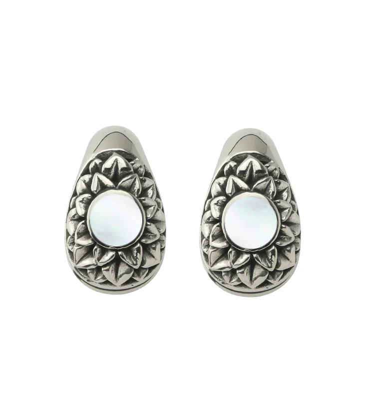 Crux MOP Keyhole White Brass Ear Weights - Mrs Treak
