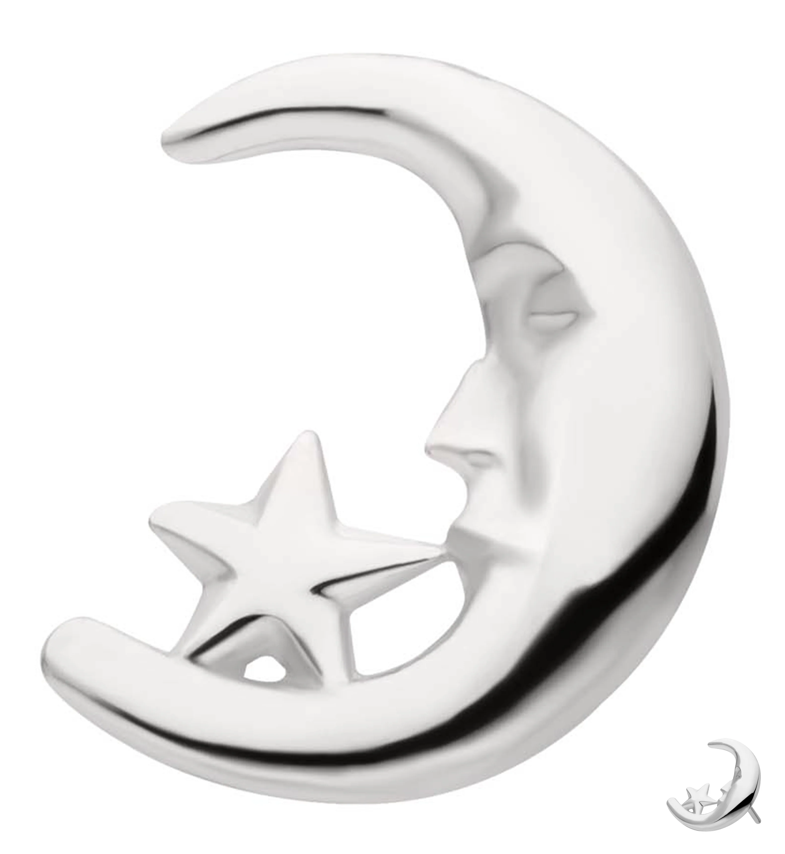 14kt White Gold Sleeping Moon Threadless Top - Mrs Treak