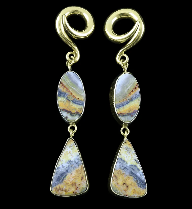Double Bumblebee Jasper Stone Ear Weights Version 3 - Mrs Treak