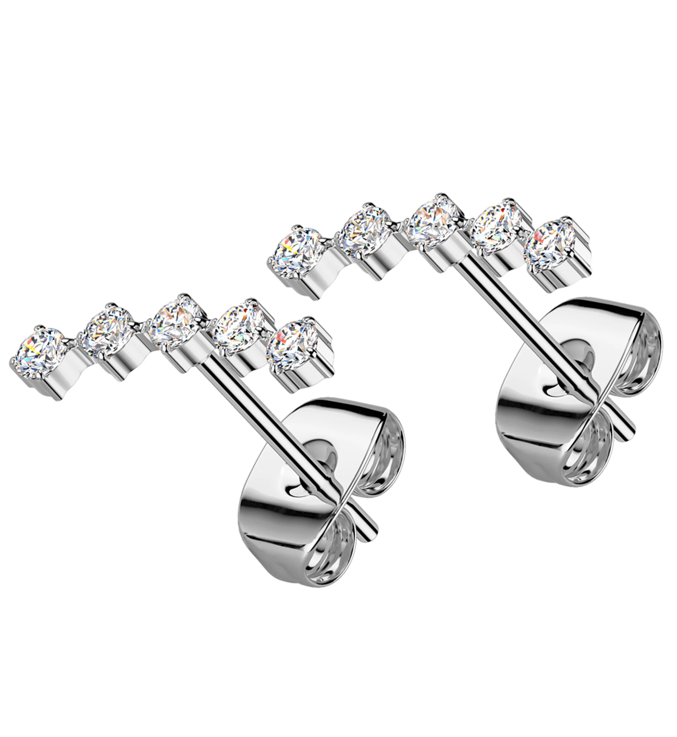 Curve Clear CZ Stainless Steel Stud Earrings - Mrs Treak
