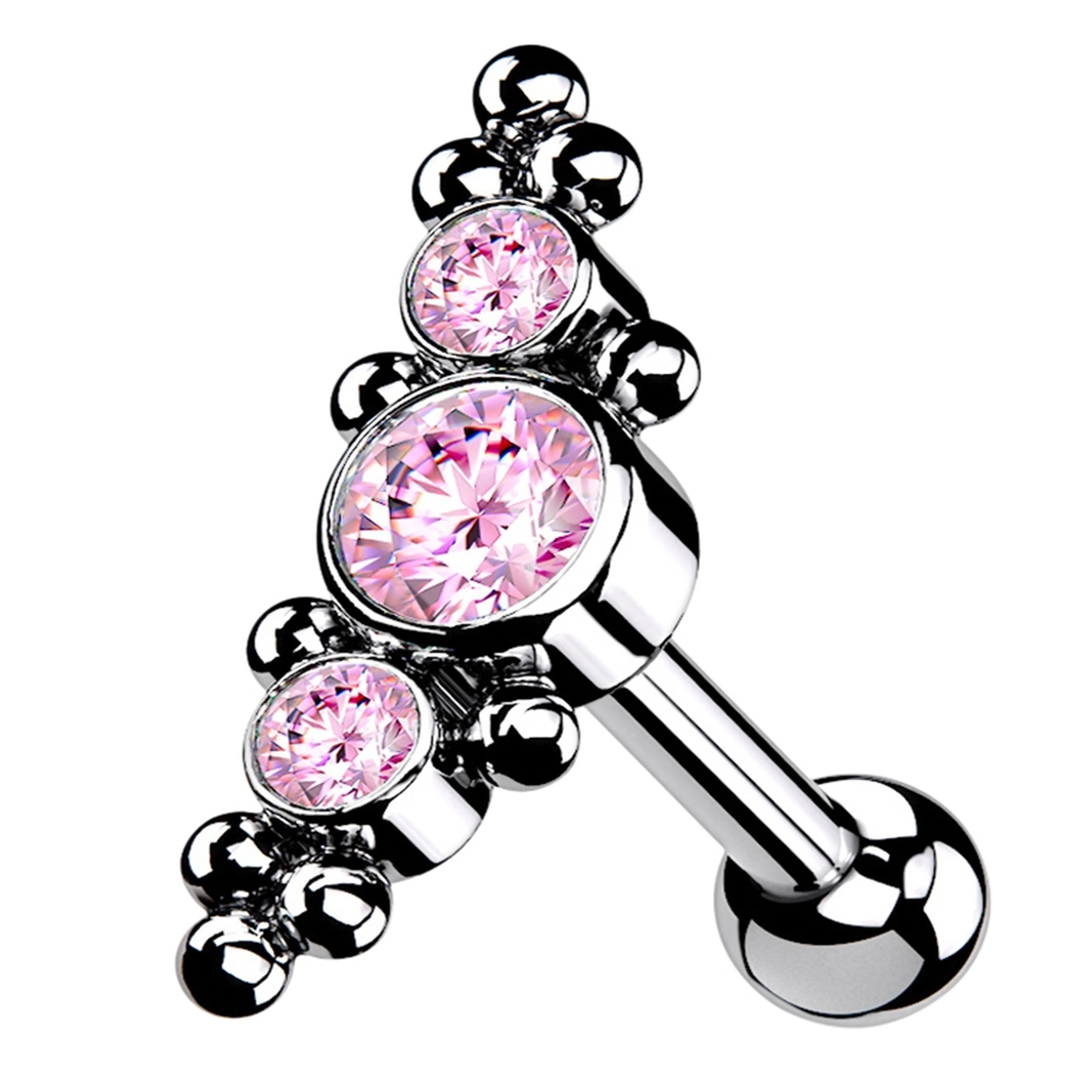 Horde Cluster Pink CZ Titanium Threadless Barbell - Mrs Treak