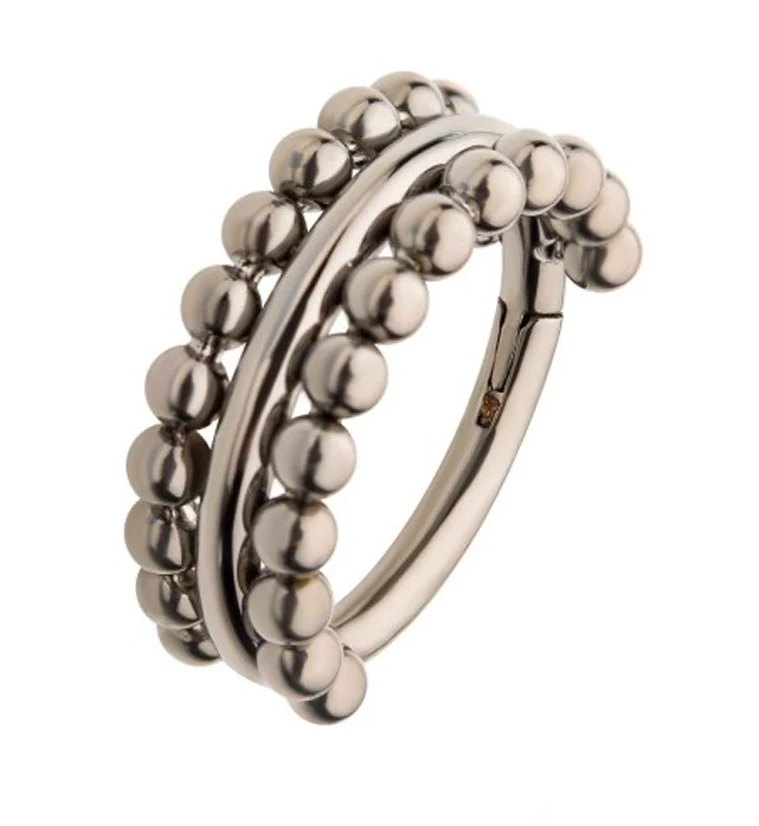 Titanium Hinged Peak Beaded Segment Ring - Mrs Treak