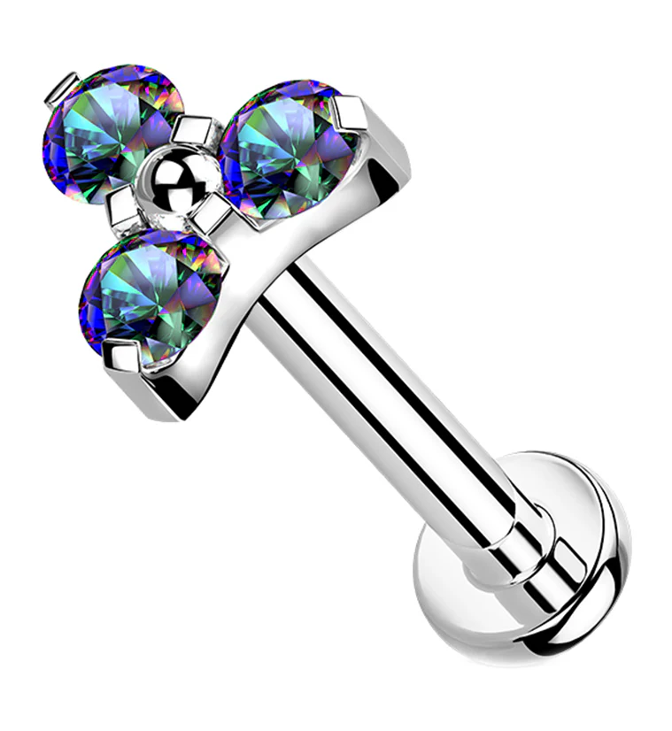 Triad Black Aurora CZ Titanium Internally Threaded Labret - Mrs Treak