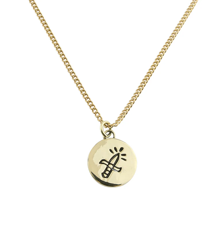Dagger Brass Charm Necklace - Mrs Treak