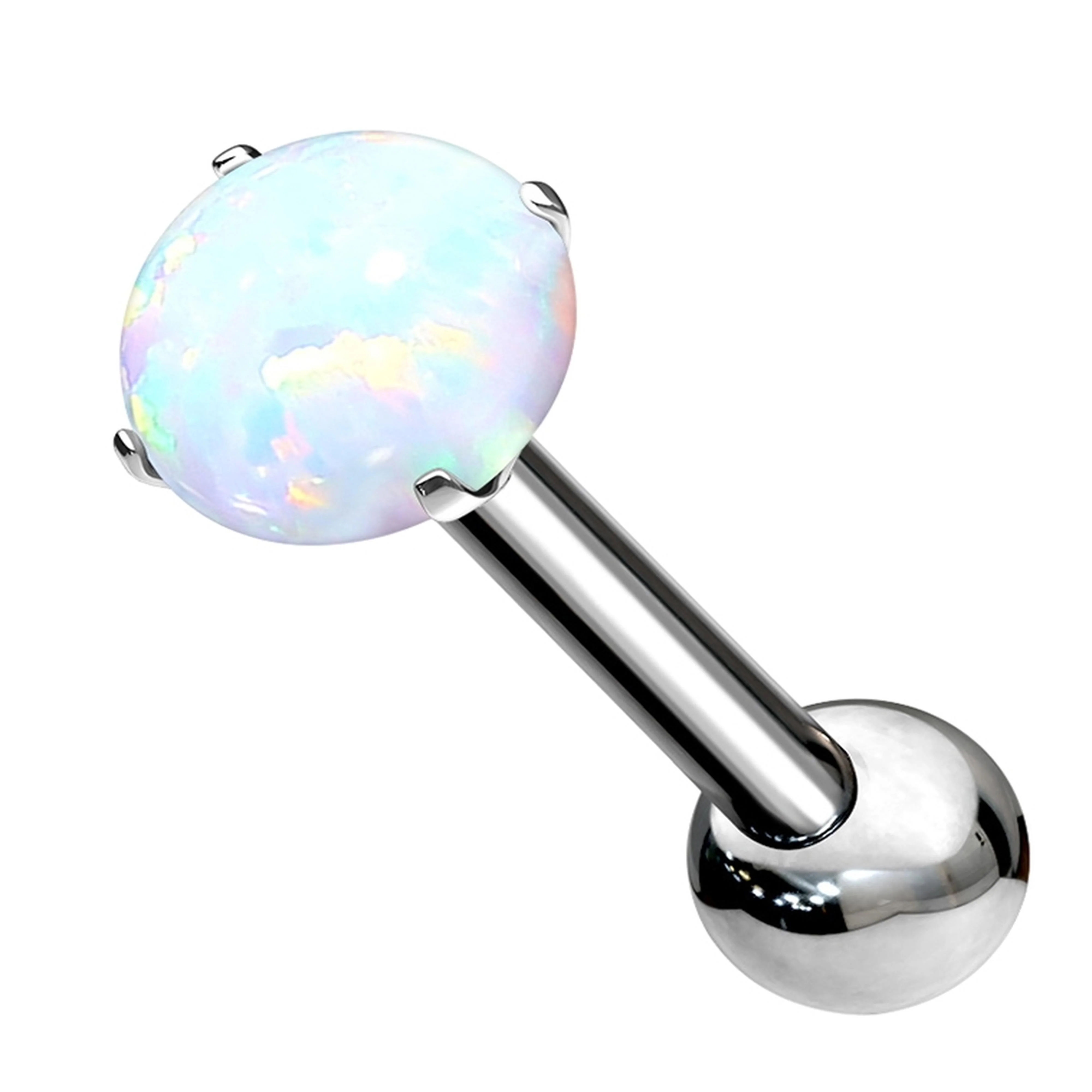 Opalite Prong Set Titanium Threadless Barbell - Mrs Treak