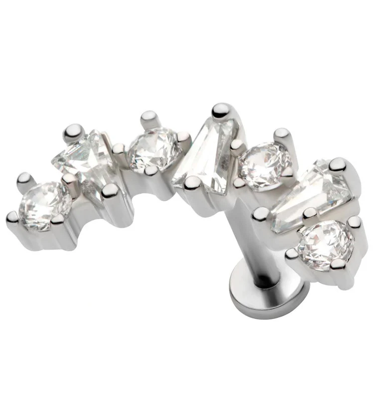 Alternate Clear CZ Stainless Steel Internally Threaded Labret - Mrs Treak