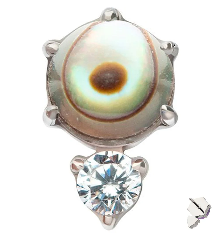 Abalone Shell Drop Clear CZ Titanium Threadless Top - Mrs Treak