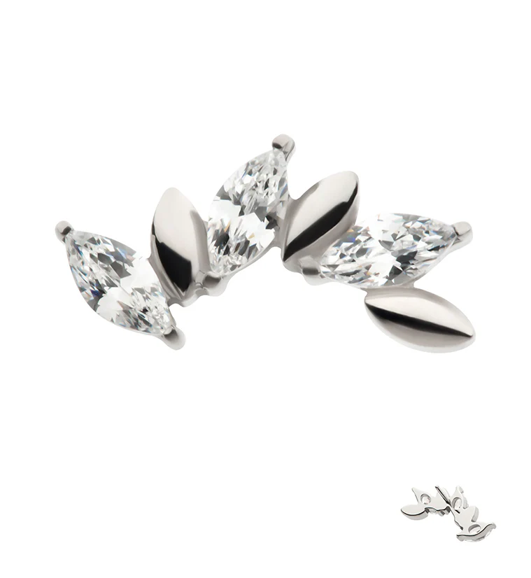 Alternating Cascade Clear CZ Threadless Titanium Top - Mrs Treak