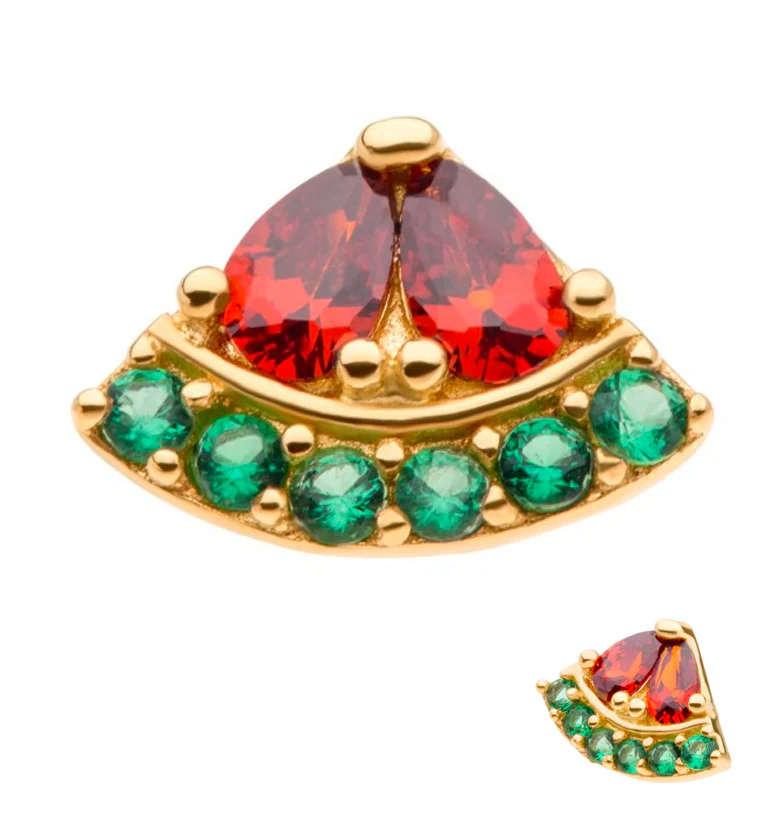 14kt Gold Watermelon CZ Threadless Top - Mrs Treak