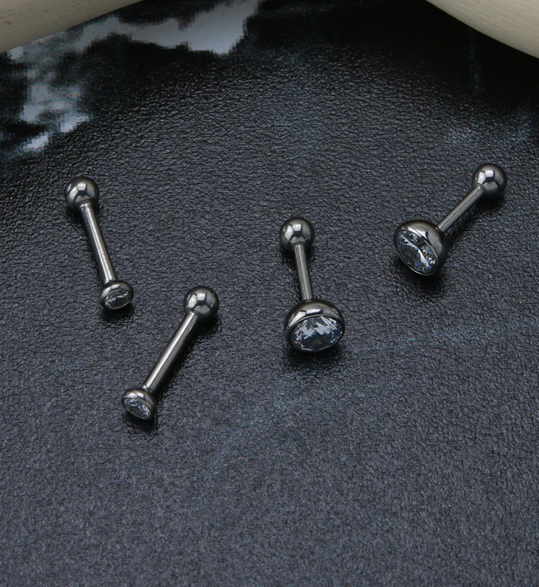 Clear Bezel Set CZ Titanium Threadless Barbell - Mrs Treak