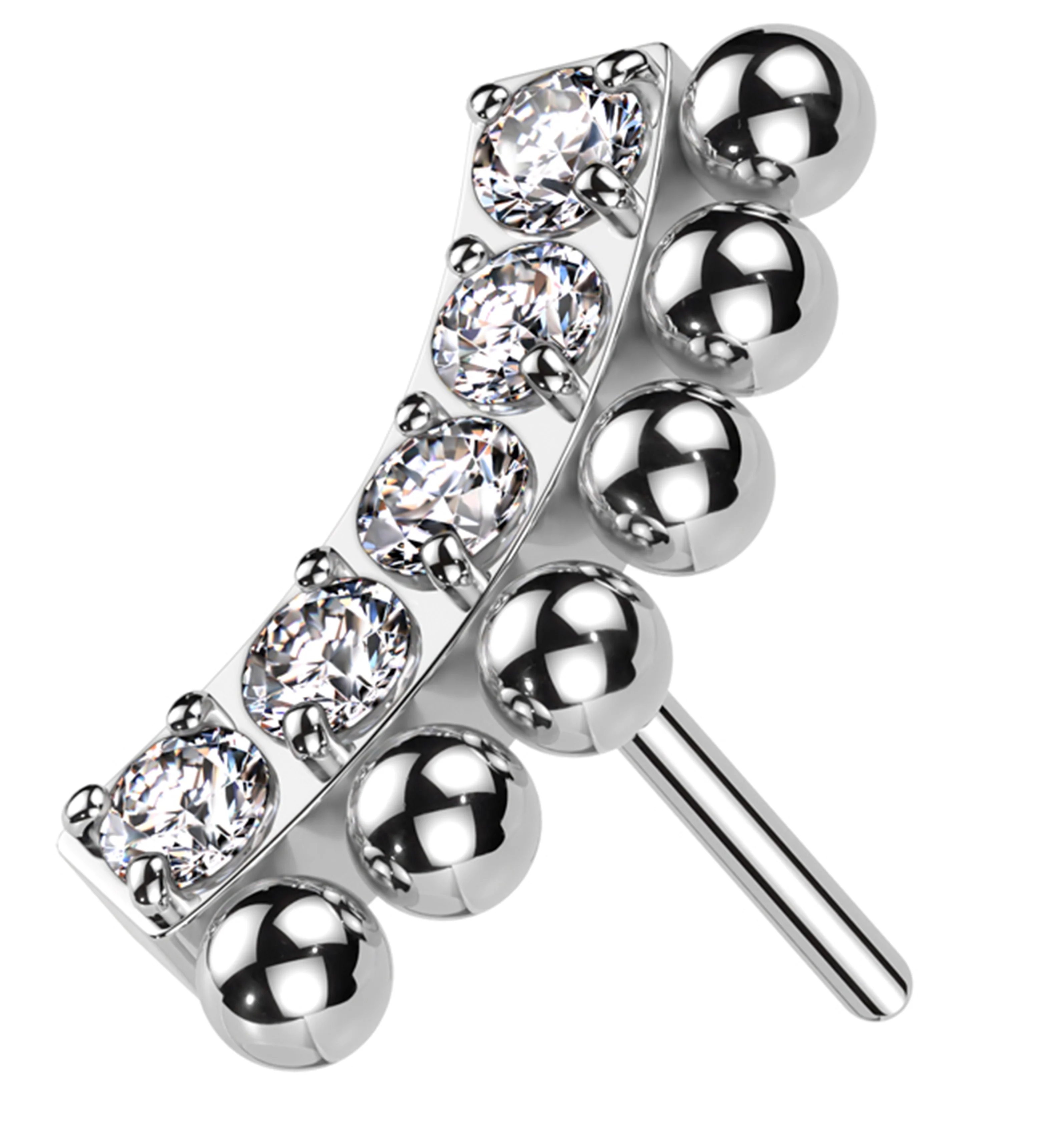 Beaded Vault Clear CZ Titanium Threadless Top - Mrs Treak