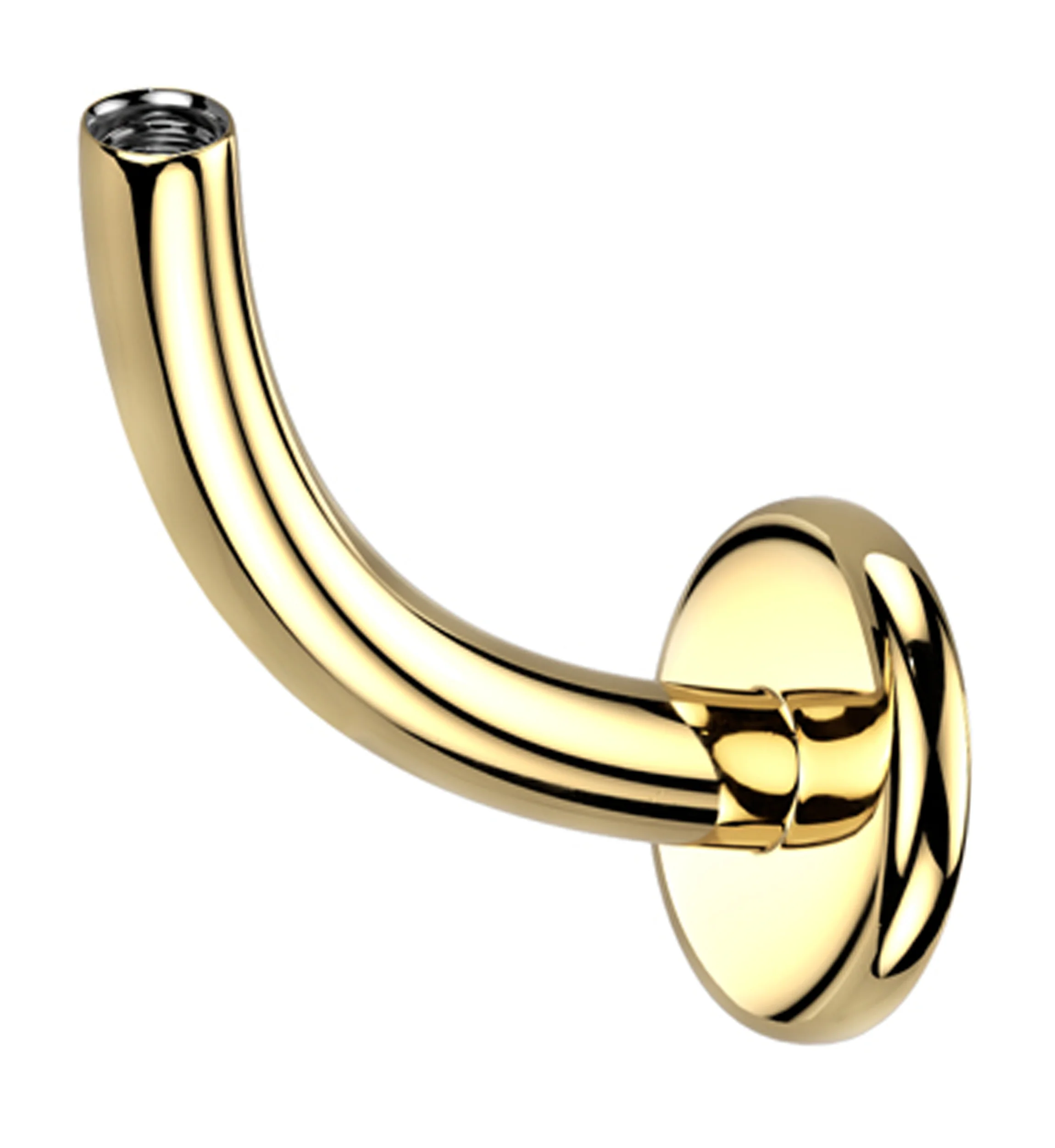 Gold PVD Curved Internally Threaded Titanium Flat Back Barbell (Post Only) - Mrs Treak