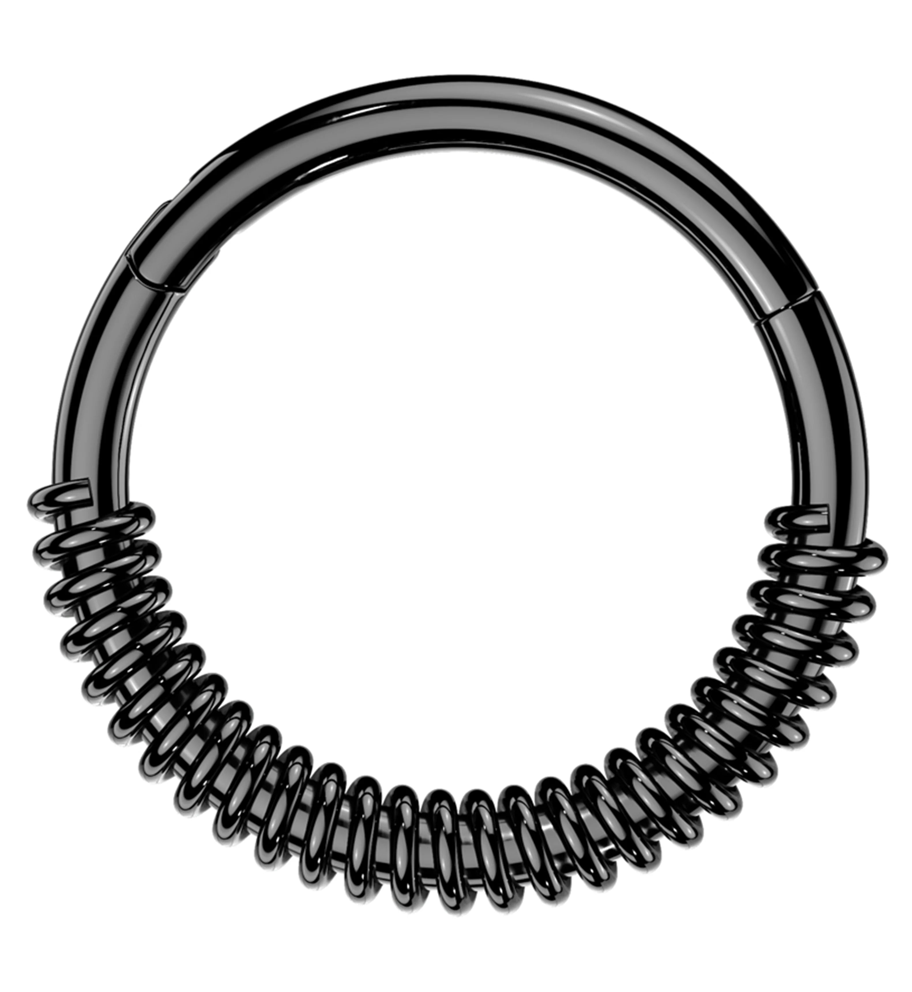 Black PVD Coil Stainless Steel Hinged Segment Ring - Mrs Treak