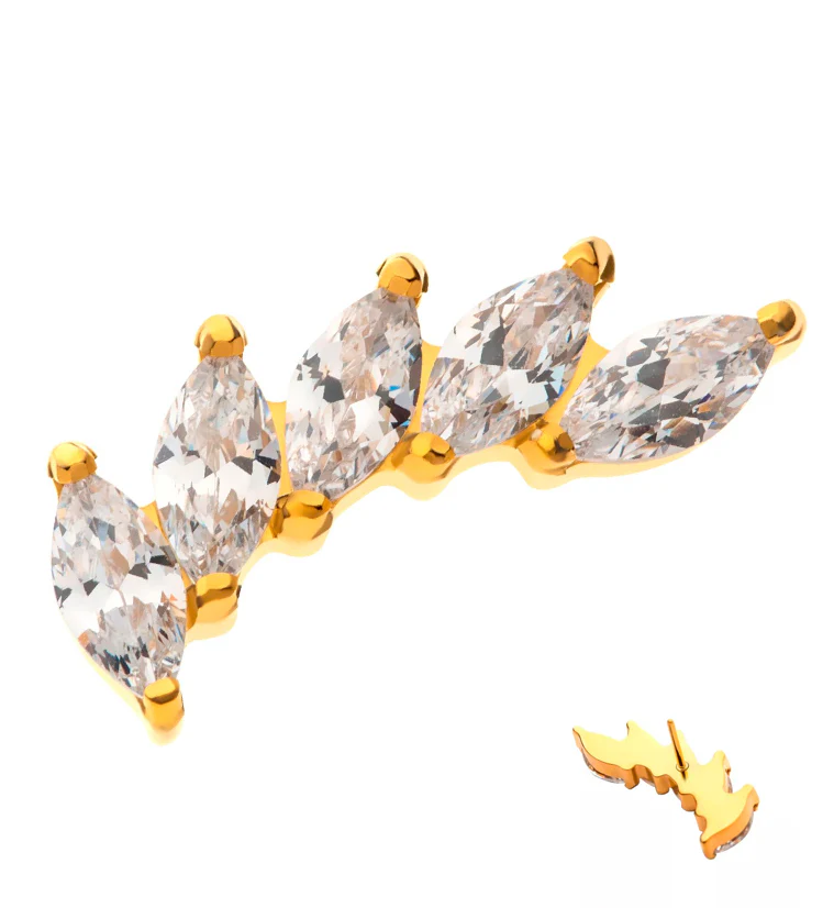 Gold PVD Cascade Clear CZ Titanium Threadless Top - Mrs Treak