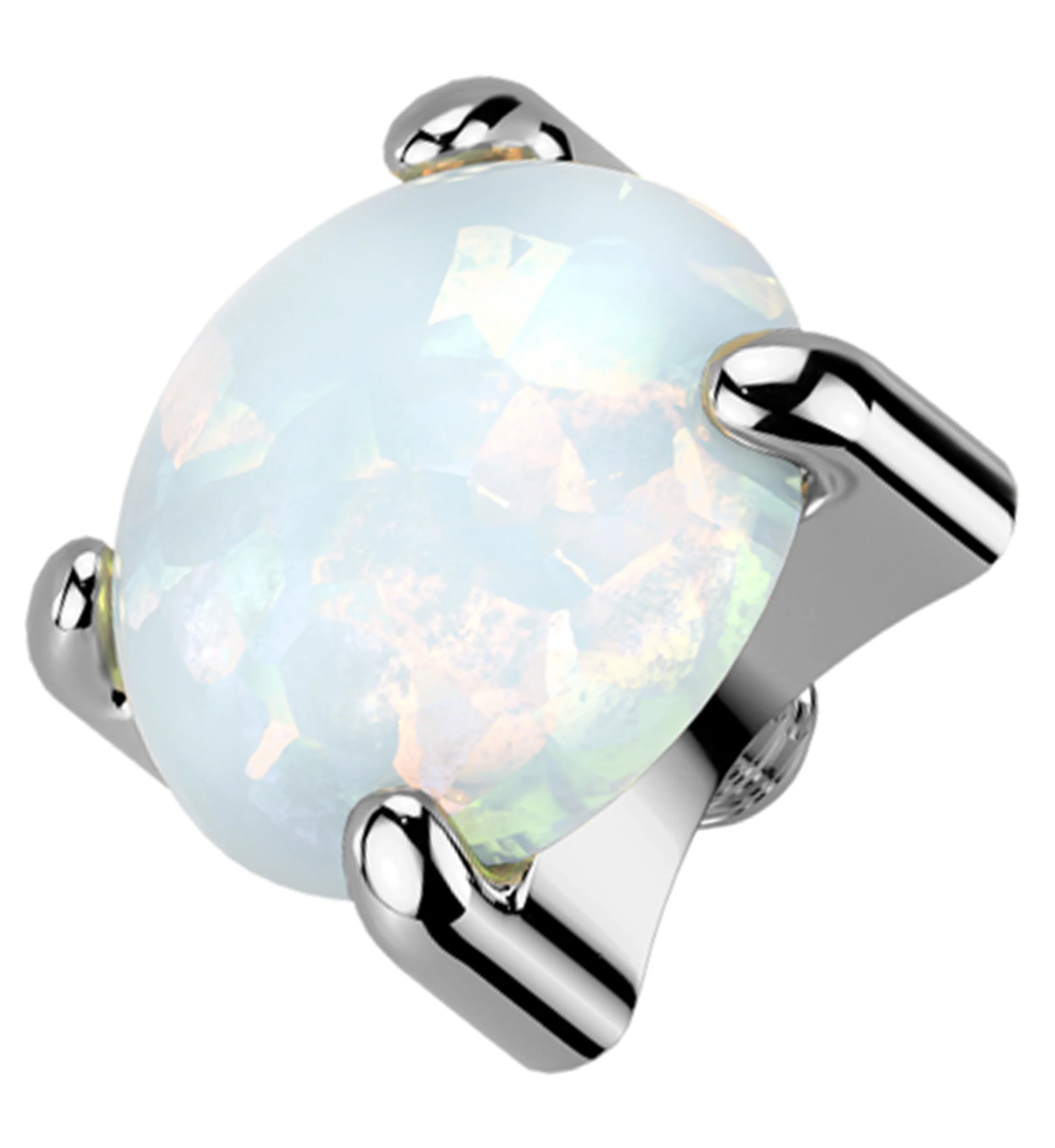 Prong White Opalite Titanium Internally Threaded Top - Mrs Treak