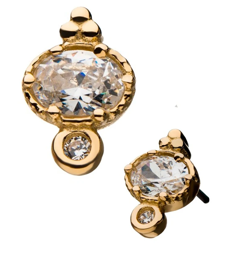 14kt Gold Seer CZ Threadless Top - Mrs Treak