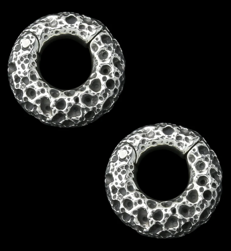 Coral Sponge White Brass Hinged Ear Weights - Mrs Treak