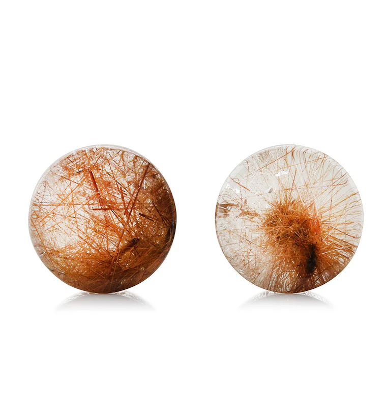 Rutilated Quartz Stone Plugs 3/4