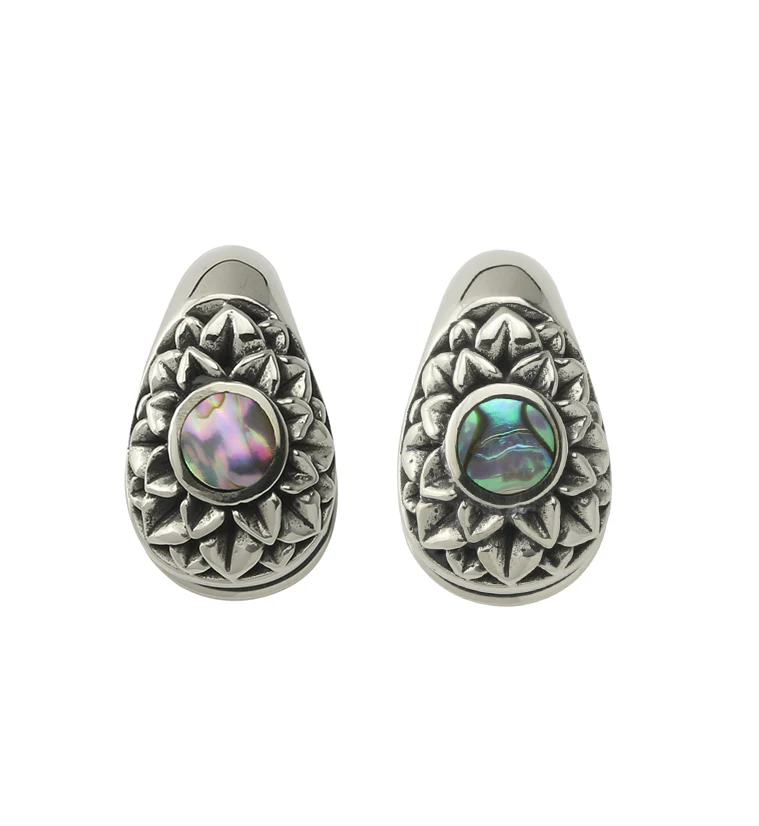 Crux Abalone Keyhole White Brass Ear Weights - Mrs Treak