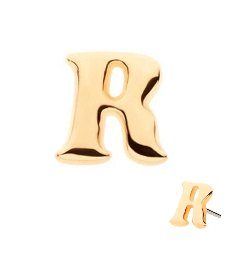 14kt Gold Letter R Threadless Top - Mrs Treak