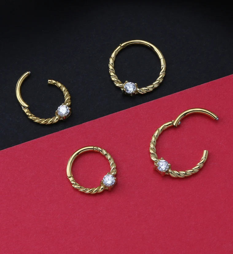 Gold PVD Coil Hinged Segment Ring - Mrs Treak