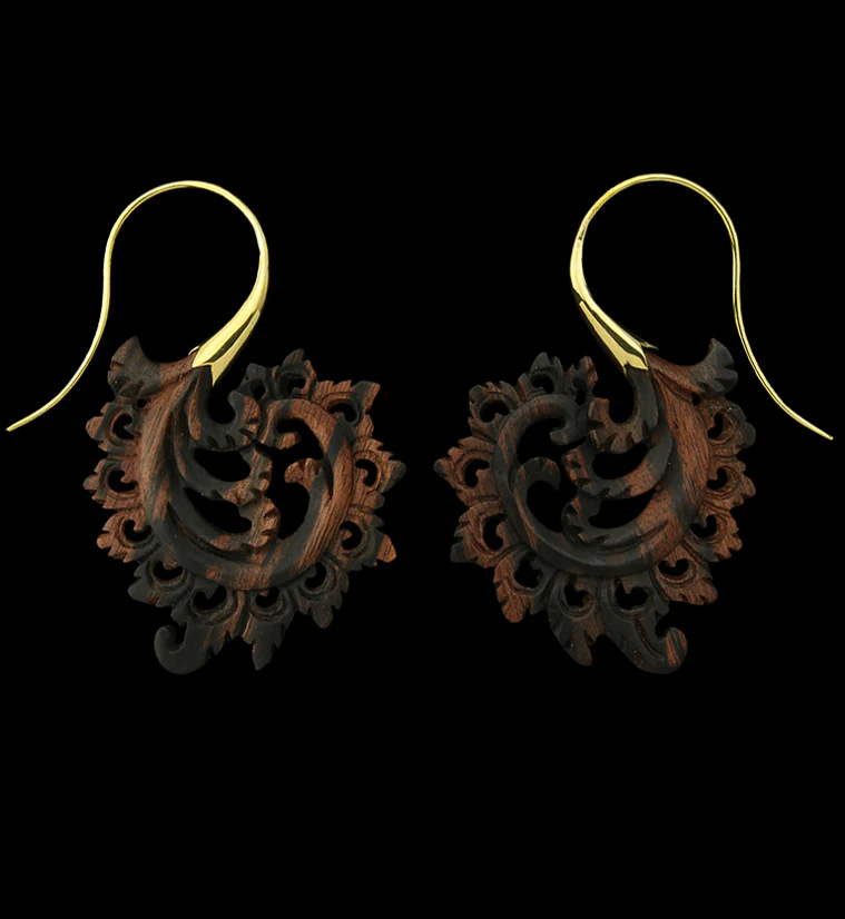 18G Plume Brass Wood Hangers / Earrings - Mrs Treak