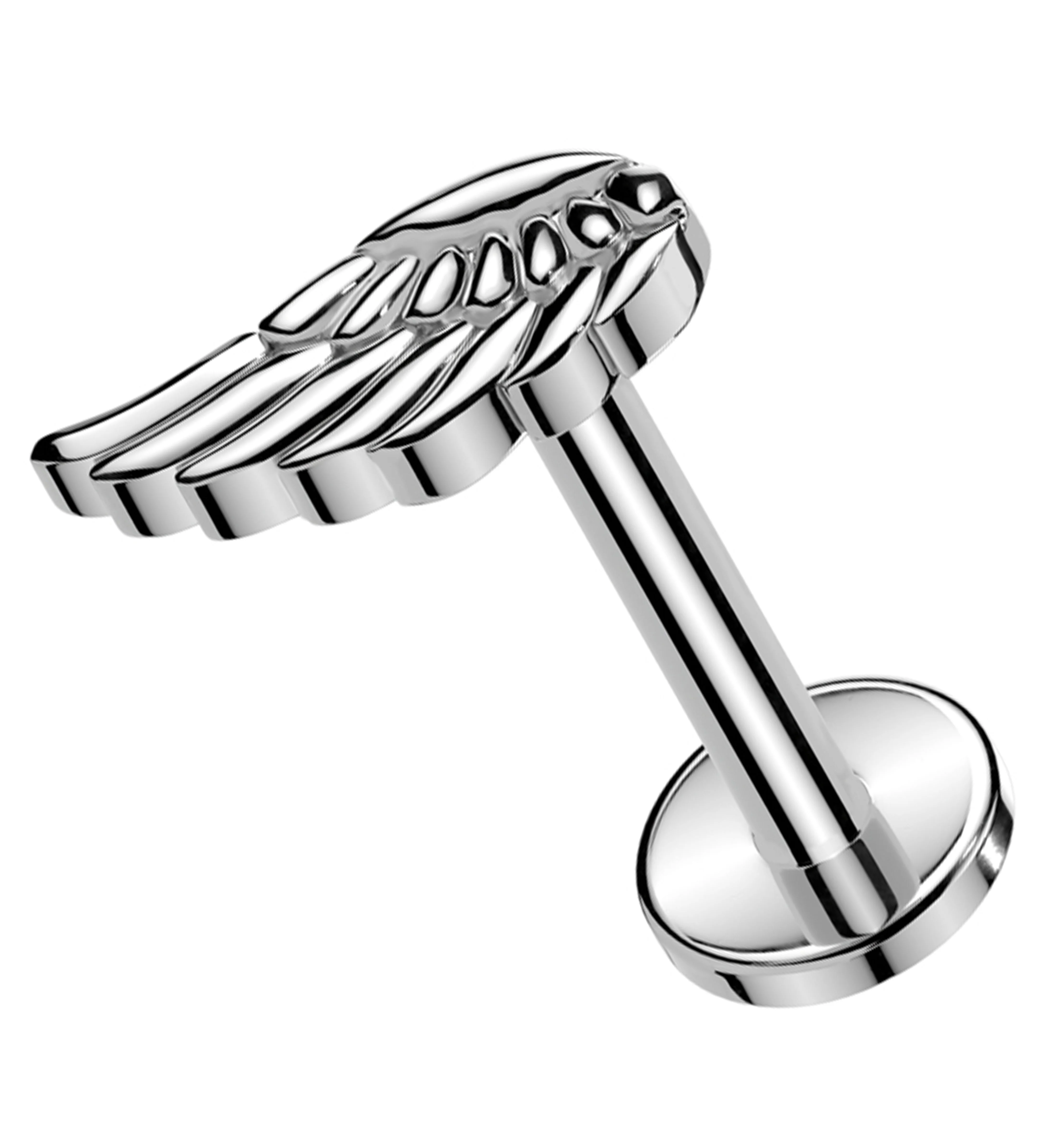 Angel Wing Internally Threaded Titanium Labret - Mrs Treak