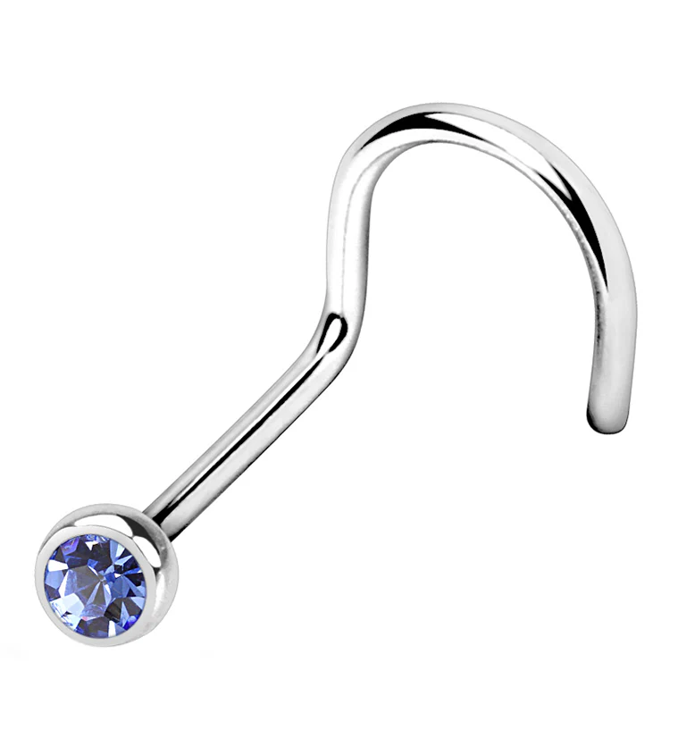 Light Blue Gem Nose Screw Ring - Mrs Treak