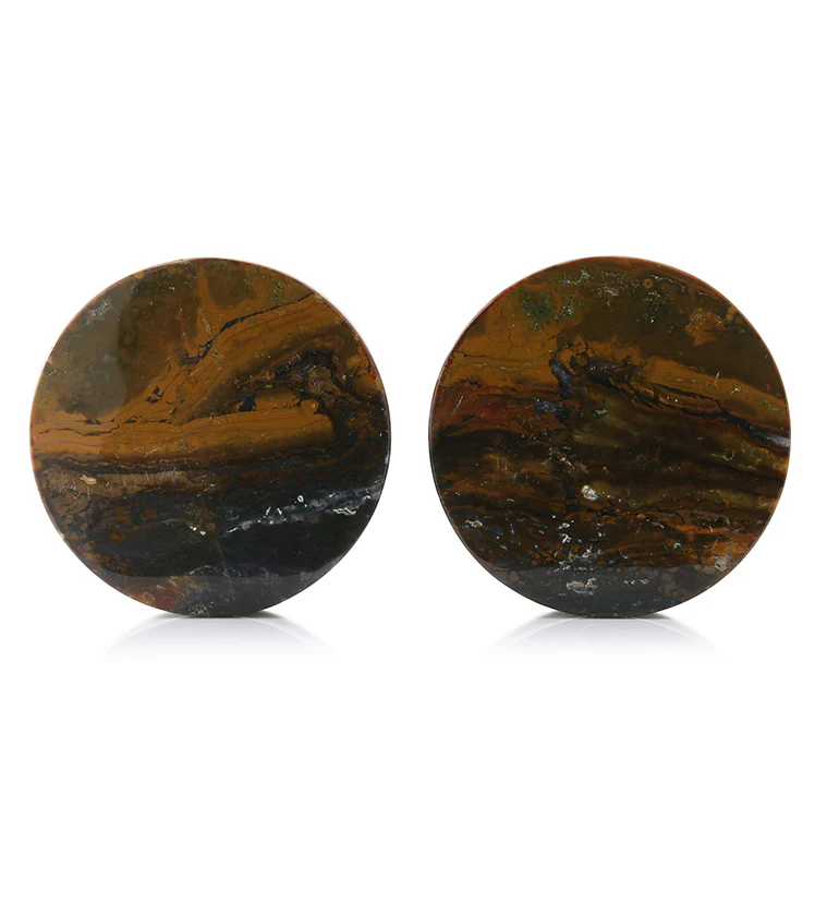 Ocean Jasper Stone Plugs 1 & 3/8
